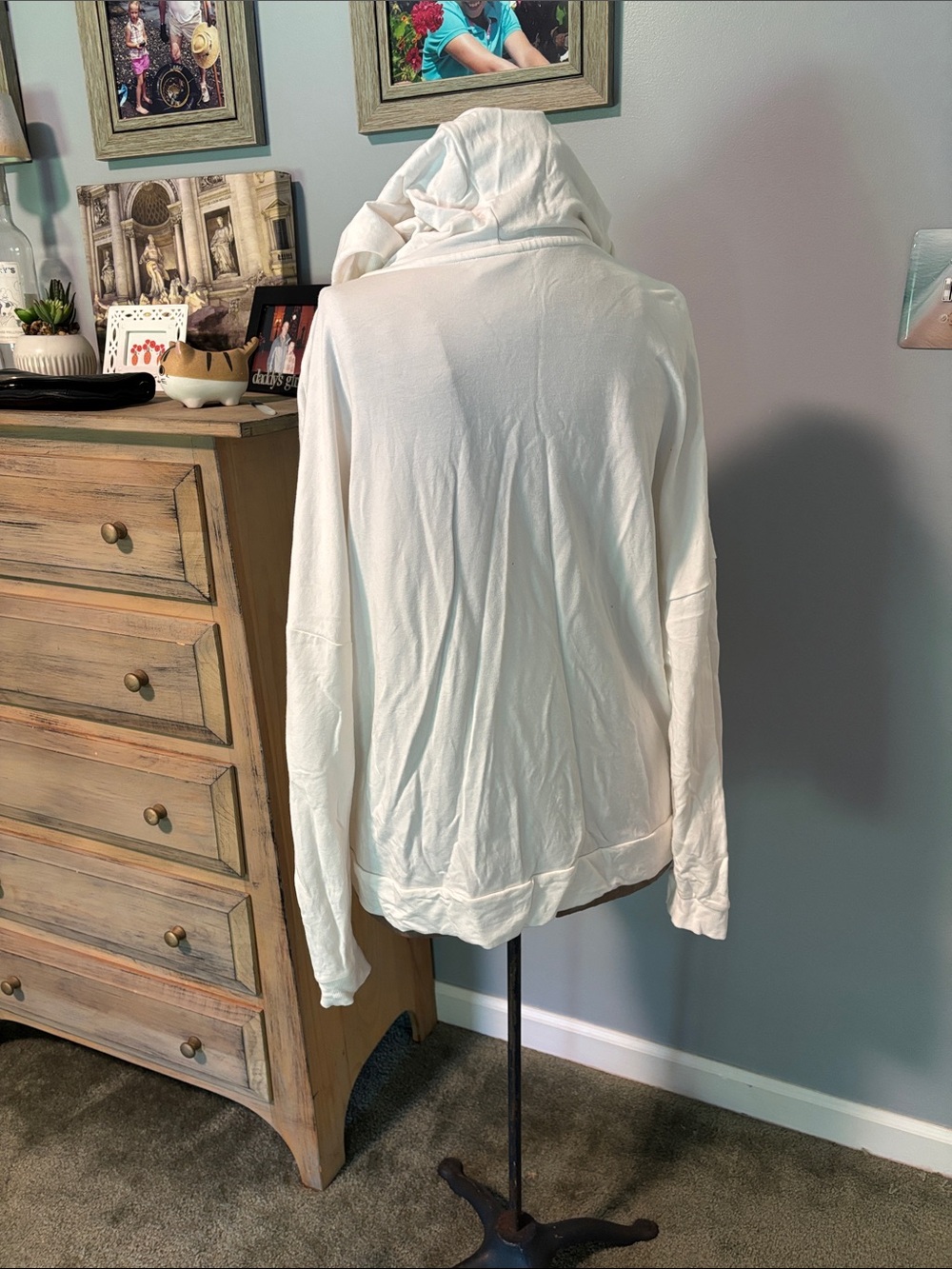 CAbi #5920 White ATC Roundtrip Hooded Side Button Accent Sweatshirt - Picture 5 of 10